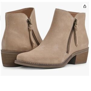White Mountain Beige Suede Ankle Booties